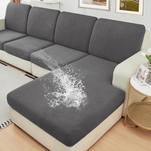 NAISI Waterproof Couch Cushion Covers for 4 Pieces L Shape Sectional Sofa
