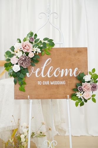 Dusty Rose Artificial Flower Backdrop Garland Set of 2