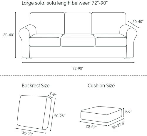 CHUN YI 7 Piece Sofa Covers for 3 Cushion Couch Large Grey