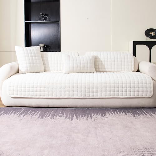 Velvet Sofa Cover for 3 Cushion Couch and L Shaped Recliner