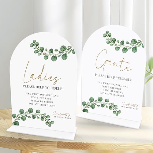 Acrylic Wedding Bathroom Favors Sign Set 65x9 Inch