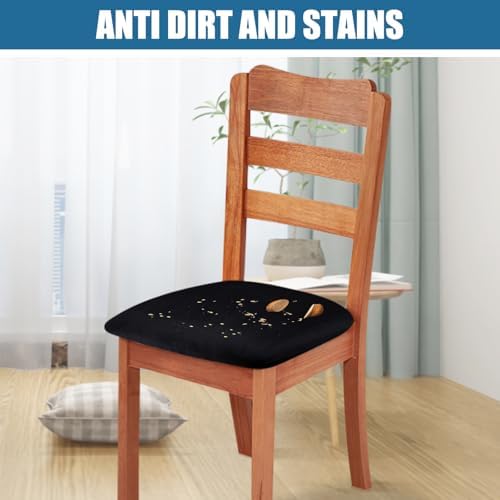 Smiry Velvet Chair Covers Set of 4 Black Removable Washable Slipcovers
