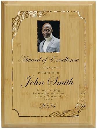 9 Inch x 12 Inch Custom Oak Finish Plaque for Awards