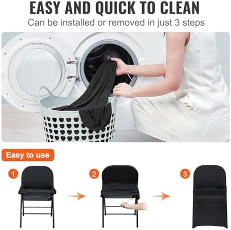 VEVOR Stretch Spandex Chair Covers 50PCS Black Universal Fit