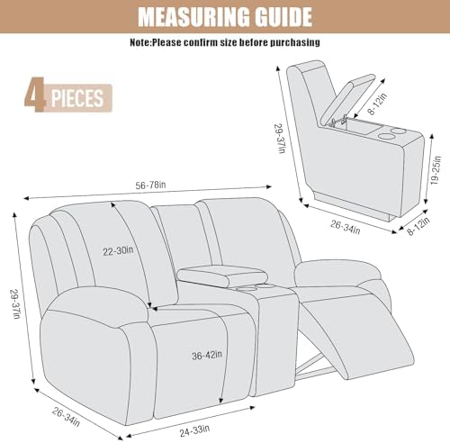 VANSOFY Recliner Loveseat Cover with Middle Console
