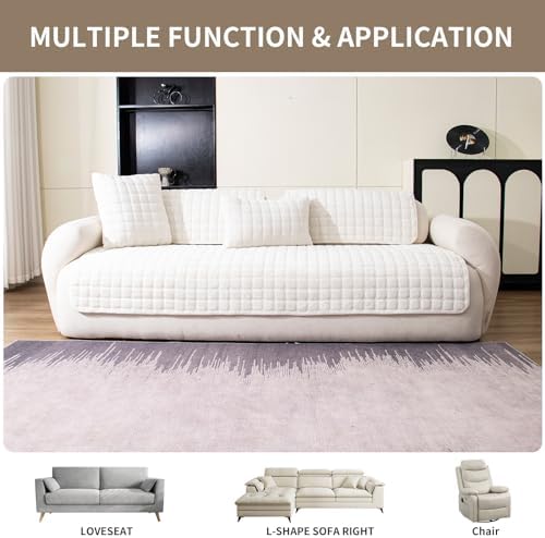 Velvet Sofa Cover for 3 Cushion Couch and L Shaped Recliner
