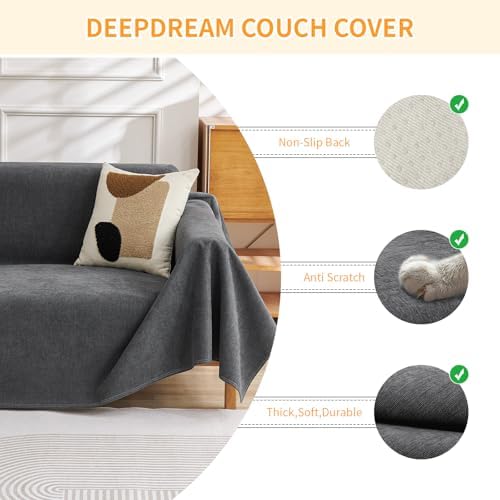 Deep Dream Pet-Proof Sofa Cover for 3 Cushion Couch Grey 91x134