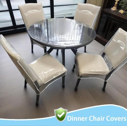 Clear Plastic Chair Covers 4 Pack for Dining Chairs
