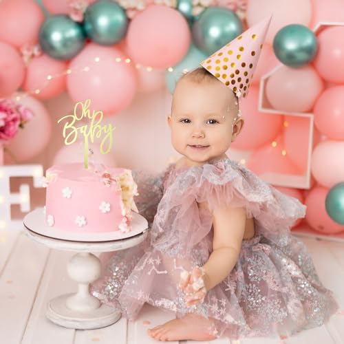 4PCS Oh Baby Cake Topper Gold Baby Shower Decor 1