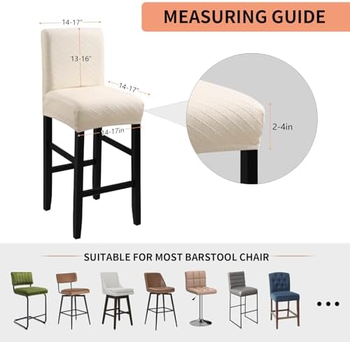 Waterproof Bar Stool Covers 2PCS Beige Stretch Slipcovers