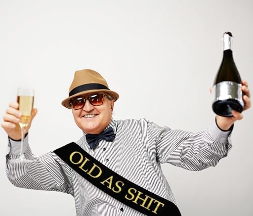 Old As Sht Sash - Birthday Retirement Party Accessory Black 1