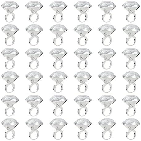 BLUE PANDA 36 Pack Plastic Diamond Rings for Bridal Shower 1