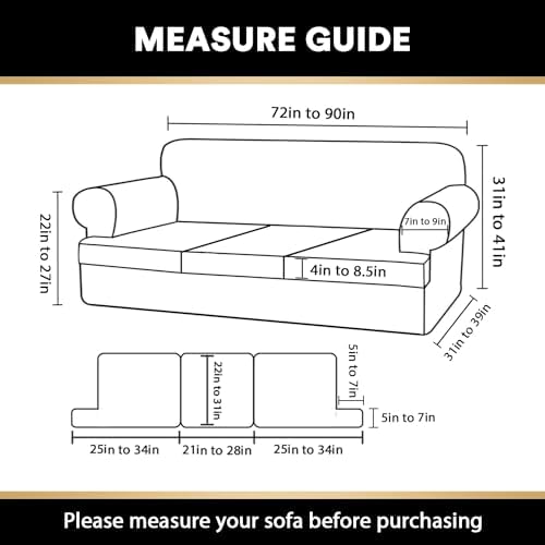 PrinceDeco T Cushion Sofa Slipcover 4 Piece Ivory 1