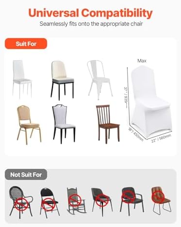 VEVOR 50 Pcs White Chair Covers for Wedding and Banquet Events