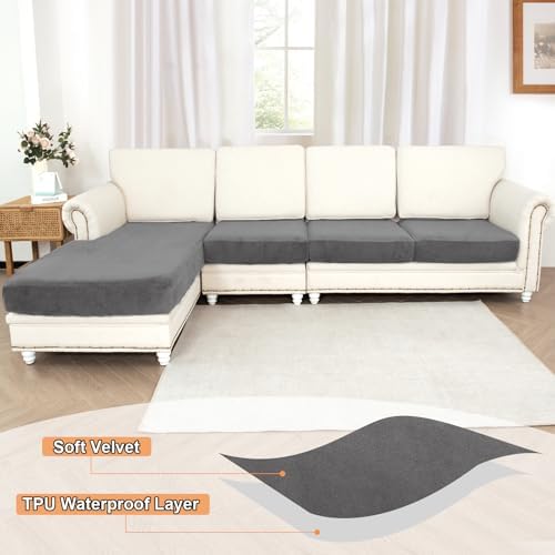 NAISI Waterproof Couch Cushion Covers for 4 Pieces L Shape Sectional Sofa