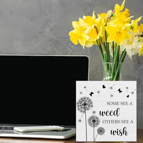 Spring Dandelion Decor Wooden Block Sign 5x5 Inches