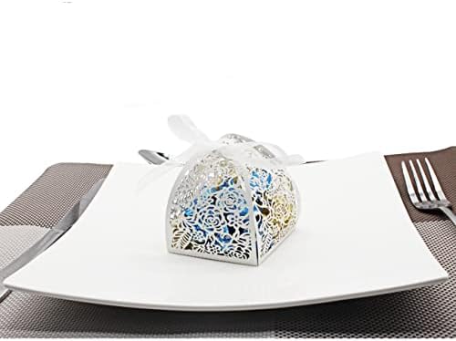 KPOSIYA 100 Laser Cut Rose Candy Boxes Wedding Favor