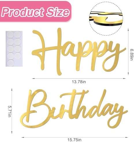 Wokceer Gold Happy Birthday Sign for Backdrop Decorations