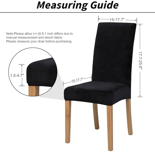 Velvet Dining Chair Covers Set of 4 Black