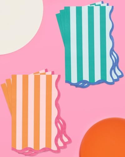 XO Fetti Italian Summer Wavy Floral Stripe Napkins 24 Pack