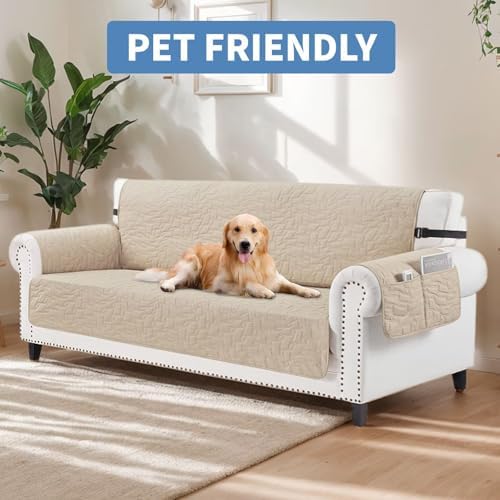 CUCRAF Non-Slip Quilted Sofa Cover for 3 Cushion Sofa