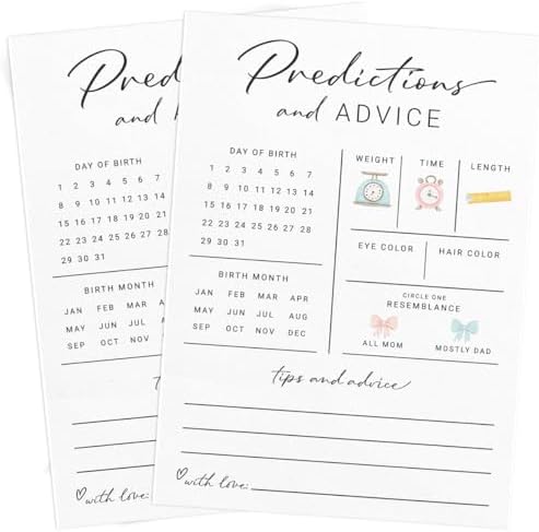 Baby Predictions Advice Cards for New Parents 30 Cards