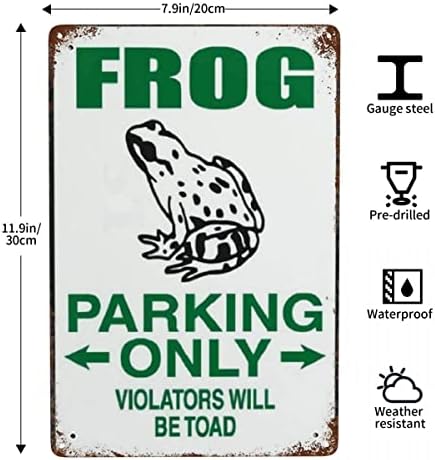 Retro Frog Parking Only Violators Will Be Toad Metal Tin Sign