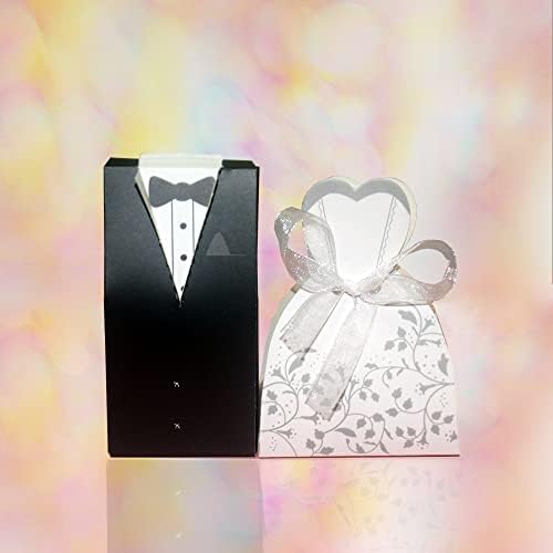 KAKABUQU 100 Pcs Wedding Favor Boxes with Bride and Groom Design 1