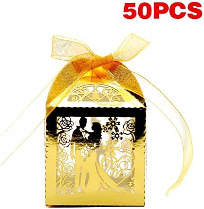 Eforcase 50PCS Laser Cut Candy Favor Boxes for Wedding