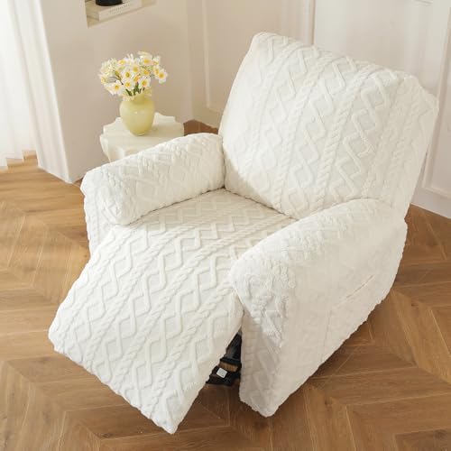 Vctops 4 Piece Geometric Plush Recliner Slipcover