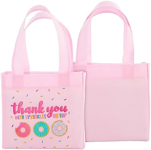 BLUE PANDA 24 Pack Donut Goodie Bags Pink Theme