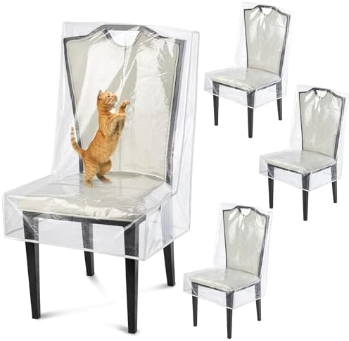 Clear Plastic Chair Covers 4 Pack for Dining Chairs