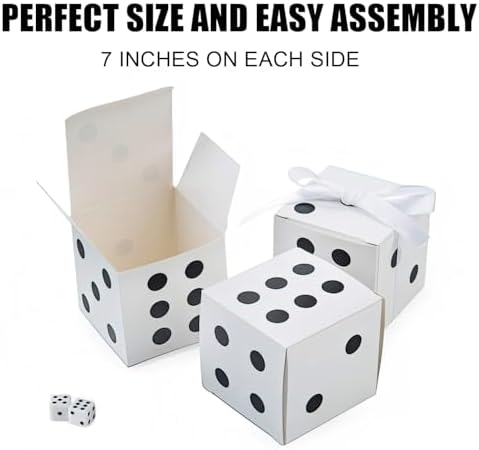 6 Pcs Dice Favor Boxes Casino Style White
