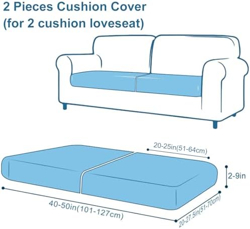 Smiry Printed Couch Cushion Covers 2 Pack Blue Green 1