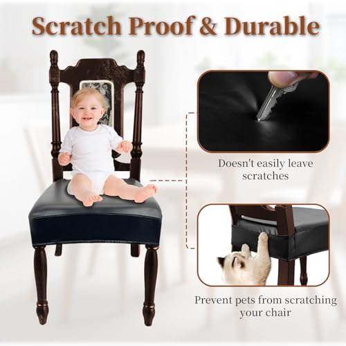 WUSOUPU Waterproof Dining Chair Seat Covers Set of 4 Black 1