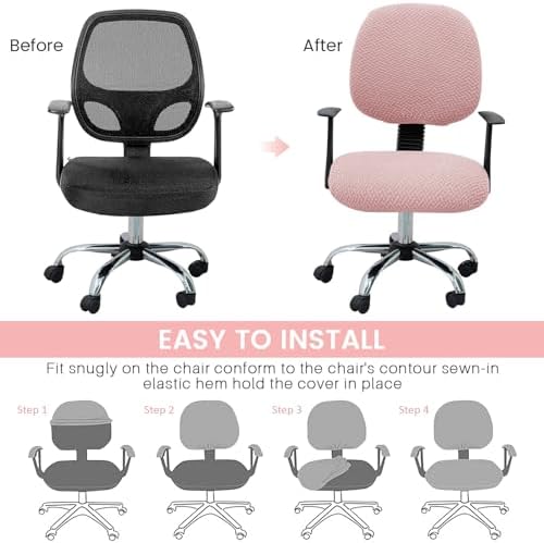 2-Piece Stretches Office Chair Cover Jacquard Pink