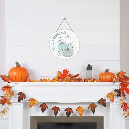 Fall Door Decor with Hello Pumpkin Sign