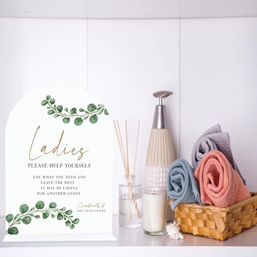 Acrylic Wedding Bathroom Favors Sign Set 65x9 Inch