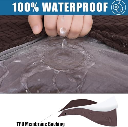 Smiry Waterproof Sofa Cushion Covers 3PC Chocolate 1