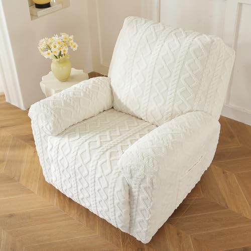 Vctops 4 Piece Geometric Plush Recliner Slipcover