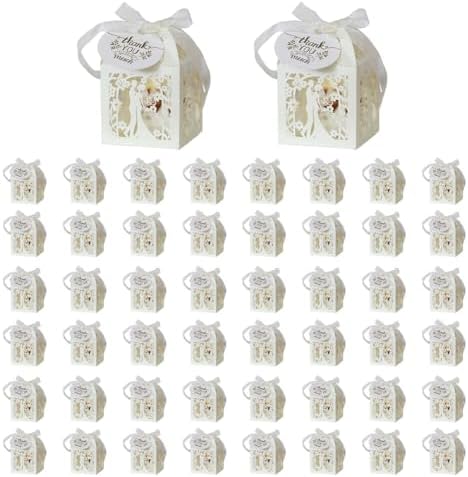 Surakey Pack of 50 Valentine Candy Boxes for Wedding and Party