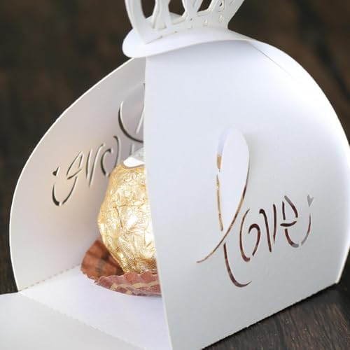 50 Packs Laser Cut Love Crown Candy Boxes for Parties