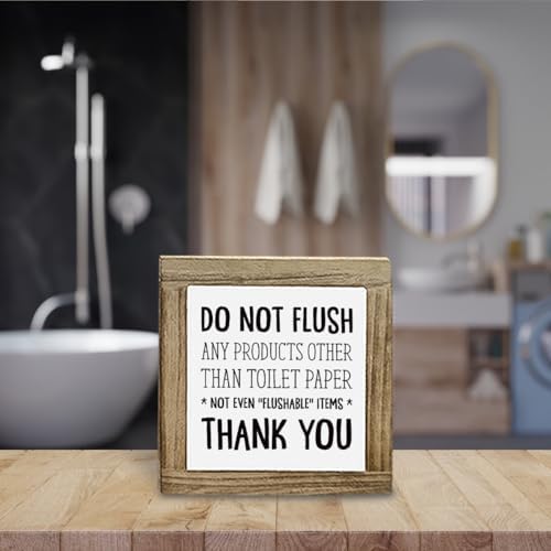 Funny Bathroom Reminder Wooden Sign 59x59x07 Inches