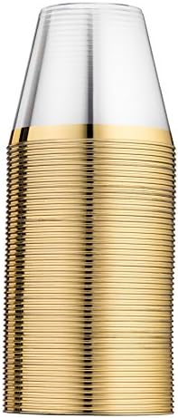 Munfix 100 Clear Plastic Cups with Gold Rim 1