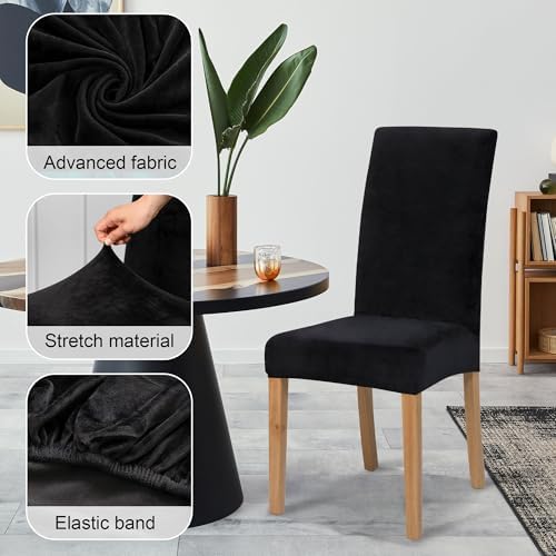 Velvet Dining Chair Covers Set of 4 Black