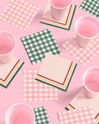 Xo Fetti Gingham Camp Napkins - 3 Ply 24 Pack