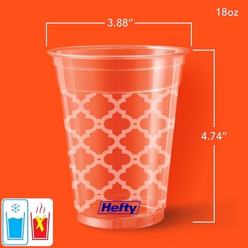 Hefty Party Perfect Clear Plastic Cups 20 Count 18 Ounce