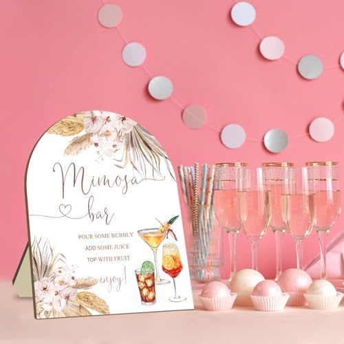 Boho Mimosa Bar Sign with White Stand 1