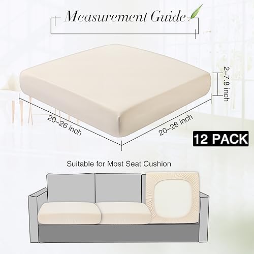 Newwiee 12 Pcs Stretch Cushion Covers for Sofa Cushions