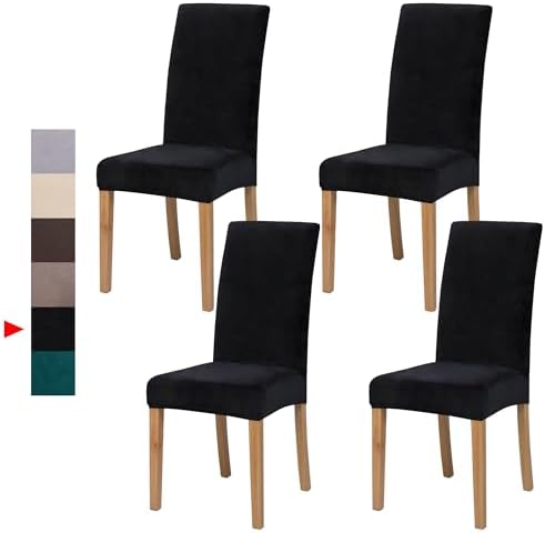 Velvet Dining Chair Covers Set of 4 Black